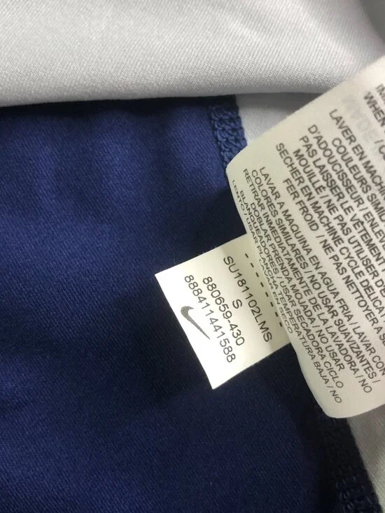 Nike Pro Shirt Mens Small White Blue Baseball MLB Compression Fitted Raglan - Picture 6 of 11